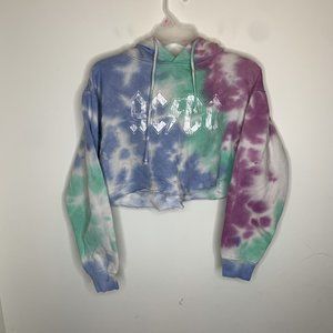 ACDC Womens S/M Tie Dye Cropped Long Sleeve Hoodie